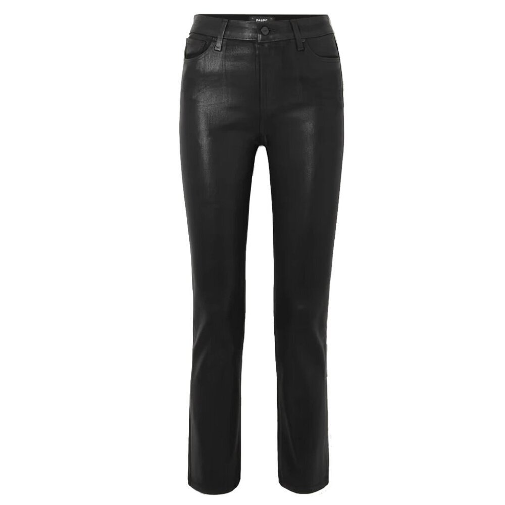NWT Paige Women's Noella Straight Black Coated Jeans 27